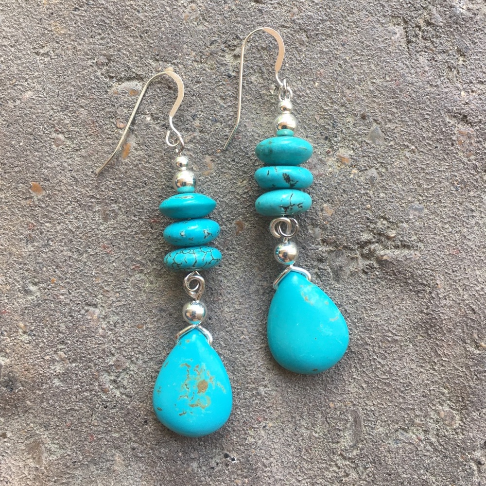 Sterling silver and turquoise drop earrings